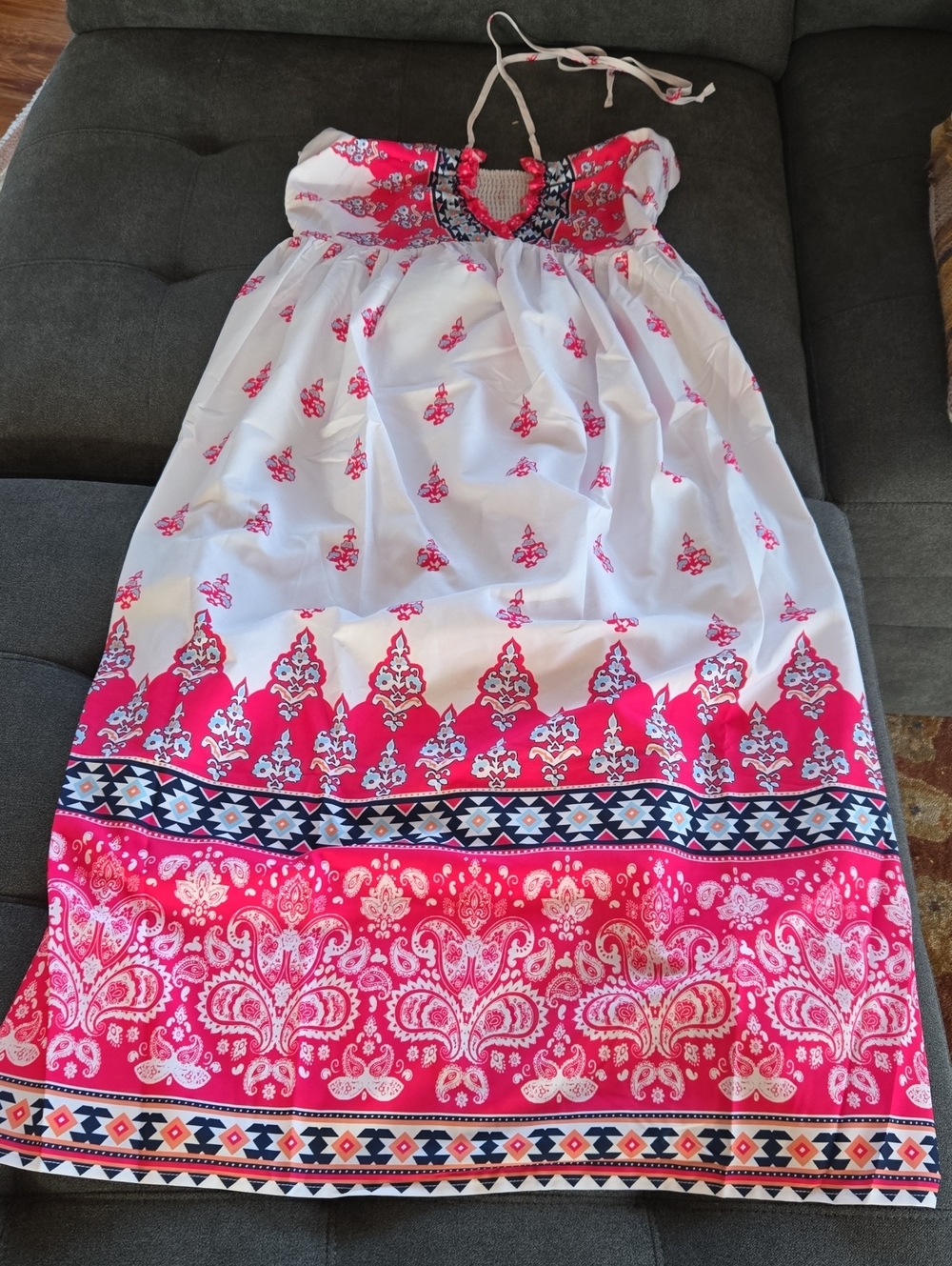 White and Pink Printed Sundress